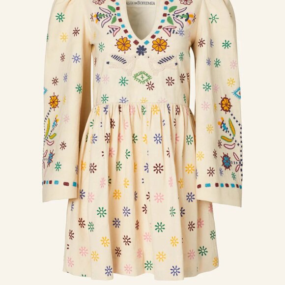 Alix of Bohemia Savannah Cream Embroidered Beaded Dress - Picture 6 of 7